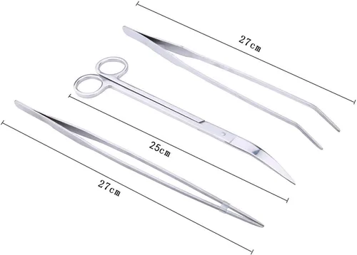 Miniatura 2 de FEITA Juego de pinzas para acuario – Pinzas de alimentación largas curvadas y rectas de acero inoxidable Kit de herramientas de mantenimiento