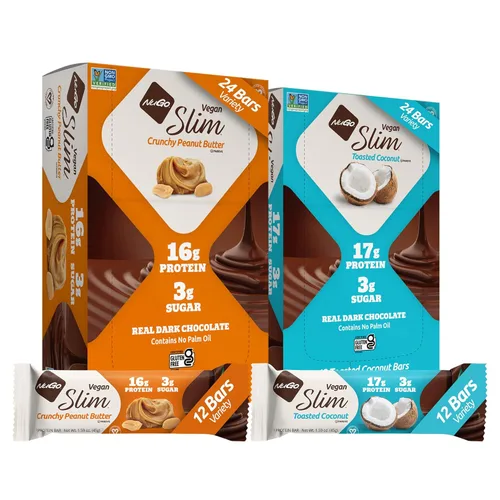 Miniatura 12 de Nugo Mantequilla de maní crujiente de chocolate oscuro, 0.66 onzas de proteína vegana, 0.11 onzas de azúcar, 0.11 onzas de fibra, baja