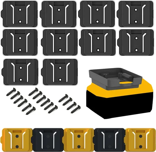 Miniatura 9 de Soportes de batería Gijok para montar en base Dewalt 20V/60V - Compatible con baterías DCB200, DCB203, DCB205, DCB206 (Amarillo, paquete de 5)