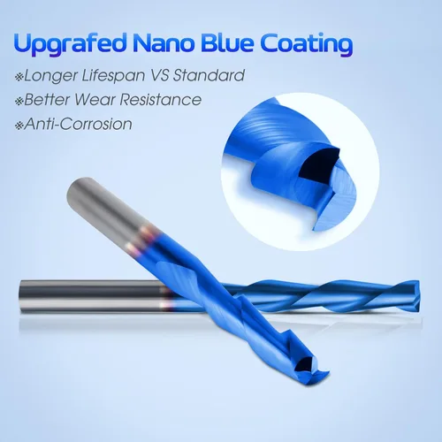 Miniatura 3 de HQMaster 10 piezas 1/8" 17 mm – Mechas de carburo de punta plana – Brocas para fresadora de CNC – Set de herramientas de doble ranura en espiral