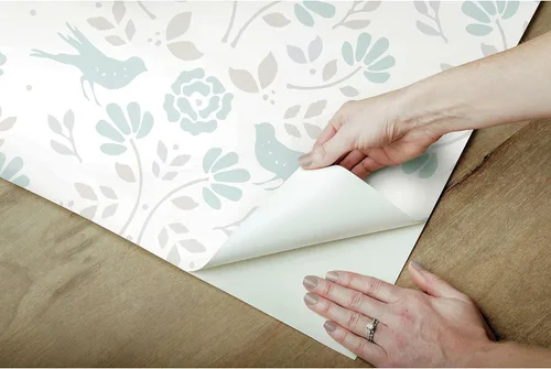 Miniatura 6 de RoomMates RMK12147RL Rose Lindo - Papel tapiz para despegar y pegar con diseño de bosque blanco y azul cielo