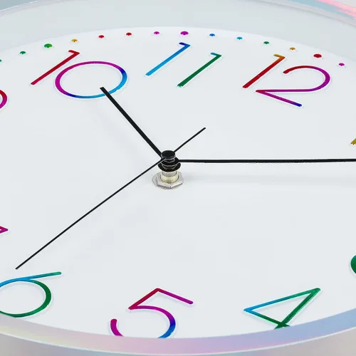 Miniatura 8 de Lafocuse Reloj de pared plateado fresco de 12 pulgadas para decoración de sala de estar, reloj de pared analógico silencioso funciona