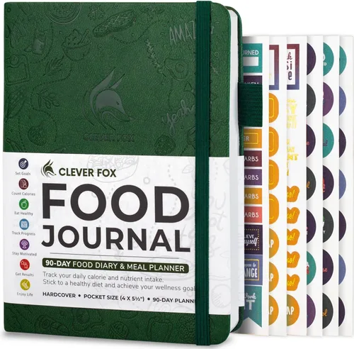 Miniatura 19 de Clever Fox Diario de Alimentos de Bolsillo - Diario Diario de Alimentos, Planificador de Comidas para Rastrear Calorías y Nutrientes, Cuaderno