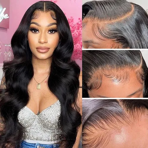 Miniatura 13 de Aicrelery Peluca de cabello humano con encaje frontal de 30 pulgadas, Highlight 13x6, Ombre P4/27, color marrón dorado, frontal con cabello de bebé