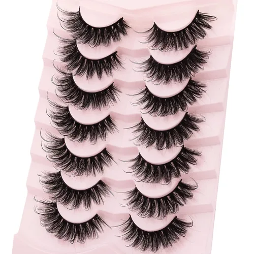 Miniatura 9 de DYSILK Pestañas de visón esponjosas, pestañas de ojos, 7 pares de pestañas dramáticas 8D, pestañas de visón sintético, pestañas naturales, largas