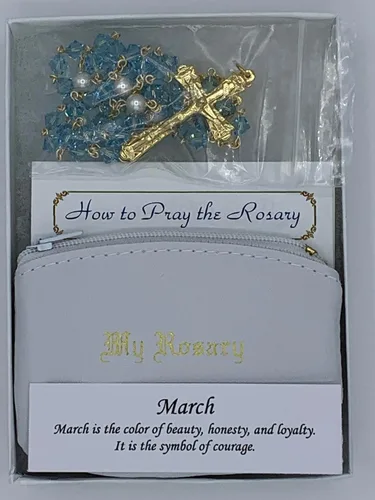 Miniatura 7 de Rosario de oración católica de cristal austriaco y piedras preciosas - Incluye bolsa de rosario, cómo rezar el rosario, significado de la piedra