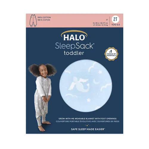 Miniatura 3 de HALO Saco de dormir para niños, 100% algodón, manta con mangas, TOG 0.5, dragones, 2T