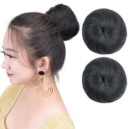 Miniatura 21 de Moños para el cabello, 2 unidades, color marrón, moño falso, para el lugar de trabajo, nupcial, boda, pelo updo para mujeres y abuelas