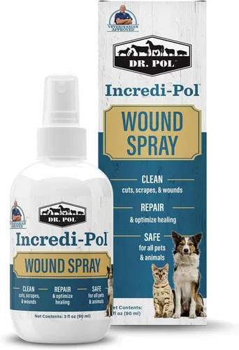 Dr. Pol Incredi-Pol Spray para heridas para perros, gatos, caballos y todos los animales, cuidado de heridas de perro para limpiar cortes, rasguños,