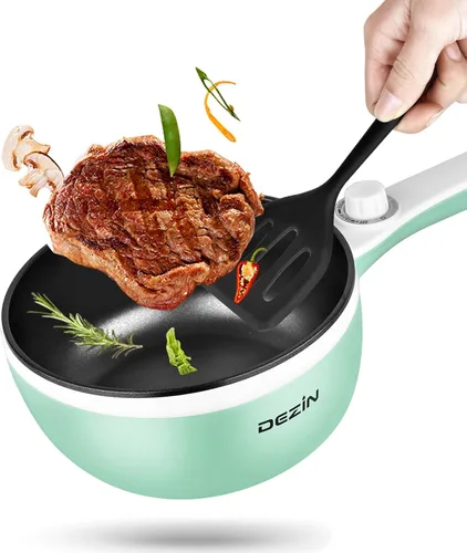 Miniatura 9 de Dezin Cocina eléctrica mejorada, sartén antiadherente, mini olla eléctrica para fondue de 1.5 litros para queso, salteado, asado, vapor con ajuste