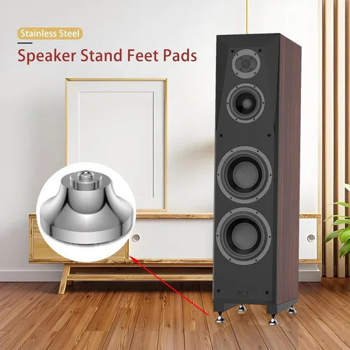 Miniatura 4 de Audiocrast IF4021S - Almohadillas de aislamiento para altavoces de alta fidelidad, 4 unidades, acero inoxidable, 1.575 x 0.827 in, plateado