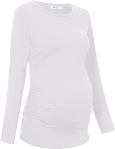 Miniatura 3 de Coolmee - Camiseta de maternidad fruncida con botones laterales, túnicas de maternidad de manga corta