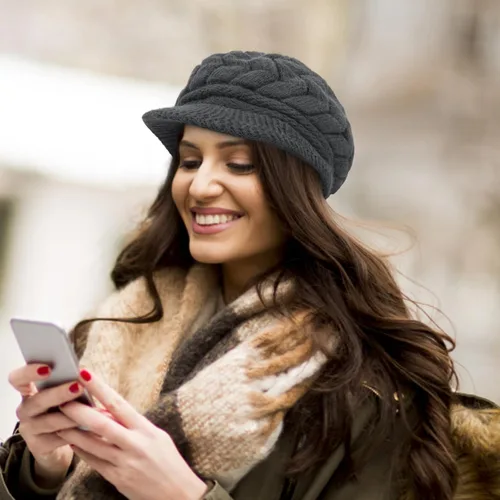 Miniatura 7 de Loritta Gorro de invierno para mujer, gorro de lana con visera