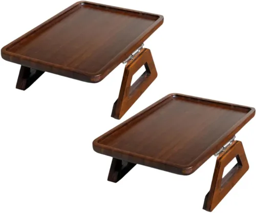 Miniatura 14 de Shamrock Home Mesa Bandeja de Bambú para Brazo de Sofá, Mesa Bandeja con Clip para Sofás. Bandeja de Brazo de Sofá para Cenas de TV, Controles