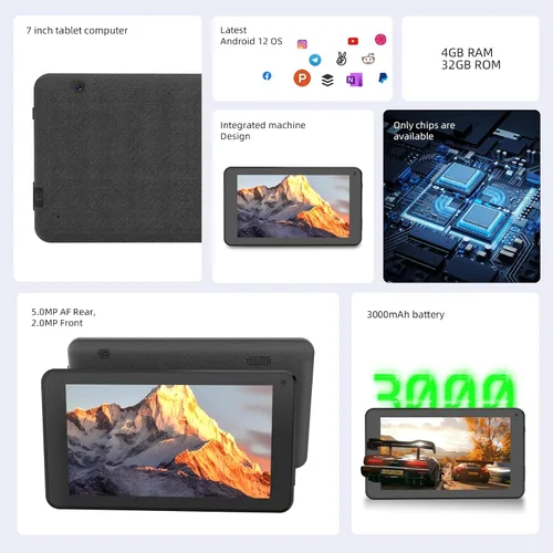 Miniatura 3 de ZZB Tablet Android de 7 pulgadas, tabletas Android de 32 GB de almacenamiento 1024 GB SD expansión Tableta PC, procesador de cuatro núcleos 4 GB RAM