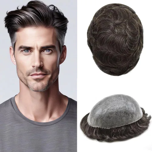 Miniatura 100 de Toupee - Cabello humano para hombre, 64 colores, transparente, piezas de pelo de piel de polietileno para hombres, sistema de reemplazo de cabello