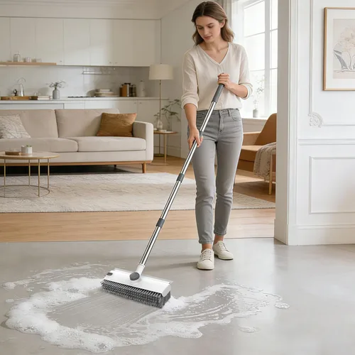Miniatura 7 de SetSail Cepillo de limpieza de piso, cepillo 3 en 1 con mango largo ajustable de 54 pulgadas y raspador de cerdas rígidas de alta resistencia