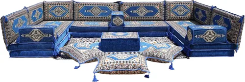 Miniatura 18 de arabicsofa Cojines de piso árabe en forma de U – Sofá tradicional Majlis con sofá otomano