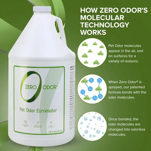 Miniatura 4 de Zero Odor Eliminador de olores de mascotas, removedor de olores de aire y superficie para alfombras, muebles y camas de mascotas, repuesto, 128 onzas