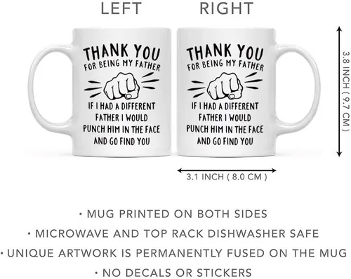 Miniatura 2 de DQG CVT Taza de café divertida con texto en inglés «Best Dad Mug – Thank You for Being My Father – Día del Padre para papá y esposo, ideas únicas