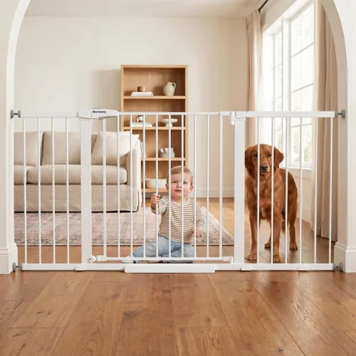 Miniatura 15 de Mumeasy Puerta de bebé extra ancha de 29.7 a 57 pulgadas, puerta grande para perros con cierre automático para puertas, puerta de seguridad