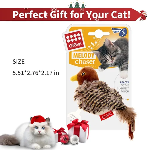 Miniatura 7 de PETGEEK Gigwi - Juguete de pájaro simulado para gatos, pájaro falso para gatos de interior, juguetes para gatos de interior, juguetes de melodía
