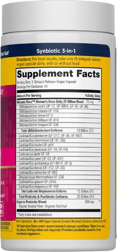Miniatura 2 de Renew Life Ultimate Flora Probiotics para mujeres con prebióticos 25 mil millones de UFC 30 cápsulas de liberación retardada Sinbiótico 3 en 1