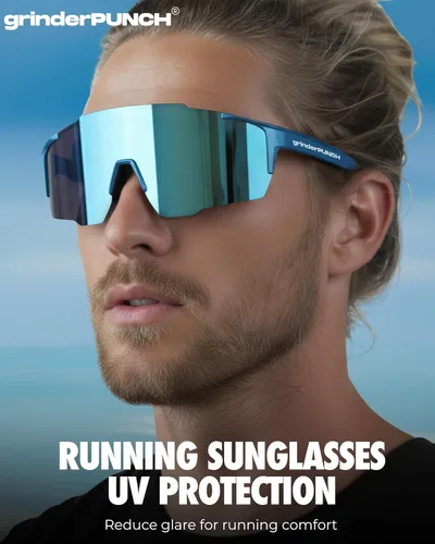 Miniatura 2 de grinderPUNCH Gafas de sol deportivas ligeras para béisbol, ciclismo, protección UV, para bicicleta de montaña, correr, senderismo, pesca Azul