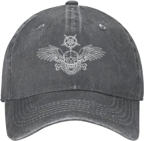 Miniatura 2 de Cowboy Hat Trendy Hats for Man and Women Djustable Four Season Outdoor Baseball Cap of Hell Skull with Angel Deep Heather