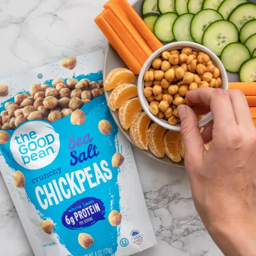 Miniatura 4 de The Good Bean Garbanzos crujientes – Sal marina – (paquete de 6) bolsa resellable de 6 onzas – Frijoles de garbanzos asados – Snack vegano con buena