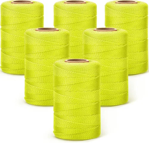 Miniatura 22 de Amylove Línea de cuerda de 6 rollos de nailon trenzado #18, cuerda de construcción trenzada de nailon de 500 pies, cuerda resistente para exteriores