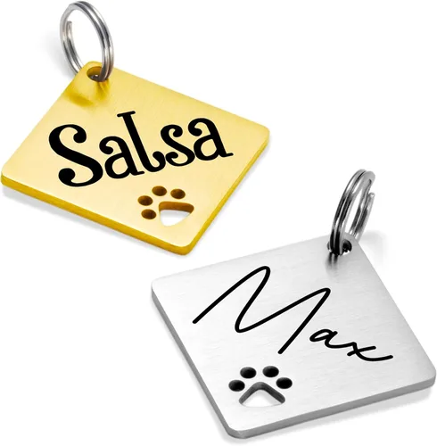 Miniatura 9 de Ultra Joys Placas de Identificación para Perros Personalizadas para Mascotas - Placa de ID Personalizada con Pata Hueca - Placa Grabada para Perros