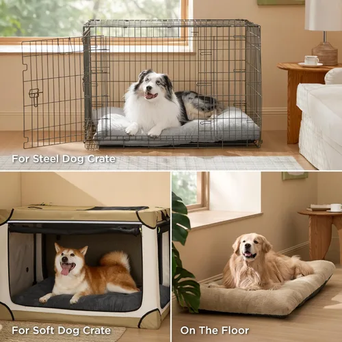 Miniatura 5 de Bedsure - Cama XXL lavable para perros para jaula, almohada gigante de felpa suave para mascotas, cojín para cama de perrera con base Gris