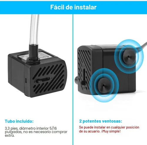 Miniatura 6 de DaToo 50 gal/hr 3W Bomba de agua sumergible pequeña Bomba de fuente mini ultra silenciosa para acuario, tanque de peces, estanque, estatua, cultivos