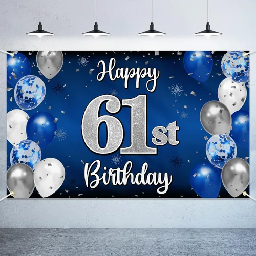 Miniatura 54 de Decoraciones de Feliz 11º Cumpleaños, Globo Azul y Plateado Grande Pancarta de Fondo de Cumpleaños, Brindemos por Once Años Suministros de Fiesta
