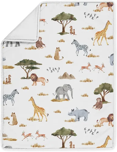 Miniatura 3 de Sweet Jojo Designs Juego de ropa de cama unisex de animales de la selva para bebé, bebé, cuarto de bebé, manta para recién nacido, manta portátil