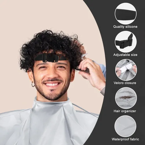 Miniatura 3 de Guía de corte de pelo fundido para hombres, kit de corte de pelo para hombres, incluye guía de corte de cabello, paraguas y peine, plantilla de Negro
