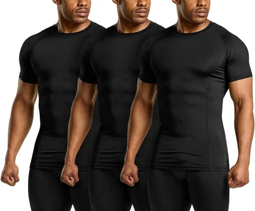 Miniatura 2 de ATHLIO Paquete de 1 o 3 camisetas de compresión de manga corta para hombre, camisetas deportivas de capa base, camiseta de entrenamiento atlético