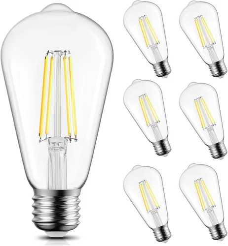 Brightown Paquete de 6 bombillas LED Edison, 6 W, equivalente a 60 W, alto brillo blanco de 5000 K, 750 lúmenes, no regulables, bombillas de Blanco