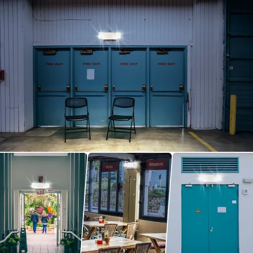 Miniatura 6 de Luz de emergencia LED con batería de respaldo, dos luces de salida de emergencia ajustables de cabeza cuadrada para fallos de energía del hogar