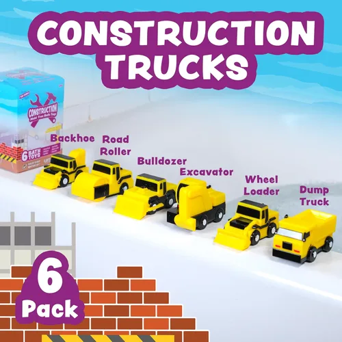 Miniatura 3 de Tub Works® Construction™ Trucks - Juguetes de baño sin moho, paquete de 6 Diseño de juguetes de baño sellados y sin agujeros que mantiene