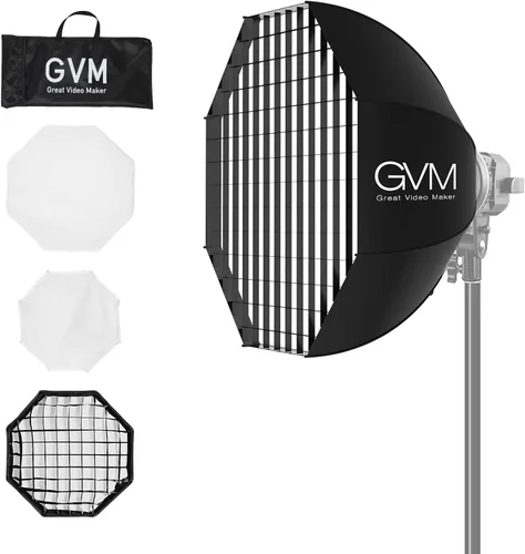Miniatura 9 de GVM Great Video Maker Lighting Soft Boxes Bowens Mount con rejilla de nido de abeja, caja de luz ligera para paraguas plegable con bolsa