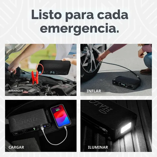 Miniatura 4 de HALO Bolt Air 58830 Arrancador de Batería Portátil para Automóvil Compresor de Aire de 100 PSI, Banco de Energía USB de 58.8Wh, Linterna