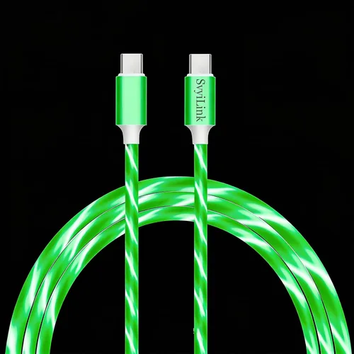 Miniatura 23 de Cable USB PD cargador rápido iluminado (USB 3 en 1 azul), cable de datos de teléfono, cable de carga de luz fluida, 39 pulgadas, material TPE