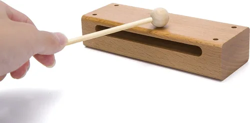 Miniatura 3 de Instrumento musical de bloque de madera con mazo Bloques de ritmo de percusión de madera maciza