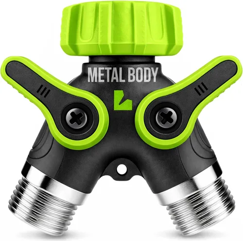 Miniatura 9 de LIME 2 Way Hose Splitter Heavy Duty - Metal Y Garden Hose Splitter with Shutoff Valves, Brass Outdoor Faucet Adapter for Spigot, 3/4 Inch GHT Water