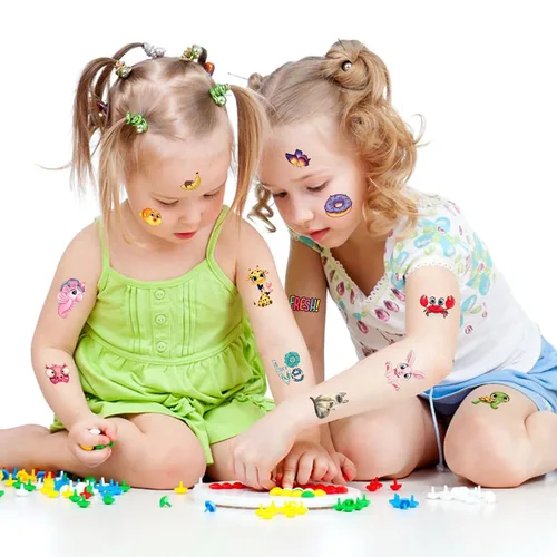 Miniatura 7 de Aresvns Paquete económico de tatuajes temporales para niños, más de 1000 piezas de tatuajes falsos lindos para niños y niñas, suministros de fiesta