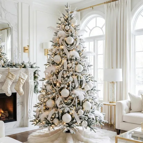 Miniatura 3 de Adornos grandes y blancos para árbol de Navidad de estilo casa de campo, decoración navideña, de 4.72 pulgadas, de plástico inastillable, bolas