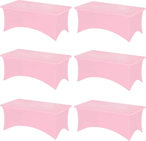 Miniatura 31 de Fixwal Paquete de 3 Manteles Negros para Mesas Rectangulares de 6 Pies, Manteles Rectangulares Elásticos de Spandex Ajustables de 6 Pies