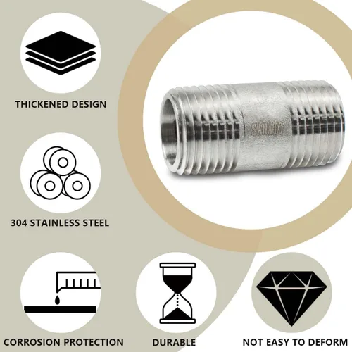 Miniatura 6 de SANATO 3 piezas SS 304 forja pezón fundido piple, 3/4 "NPT x 3/4" NPT macho roscado, 1.969 in accesorios de tubería